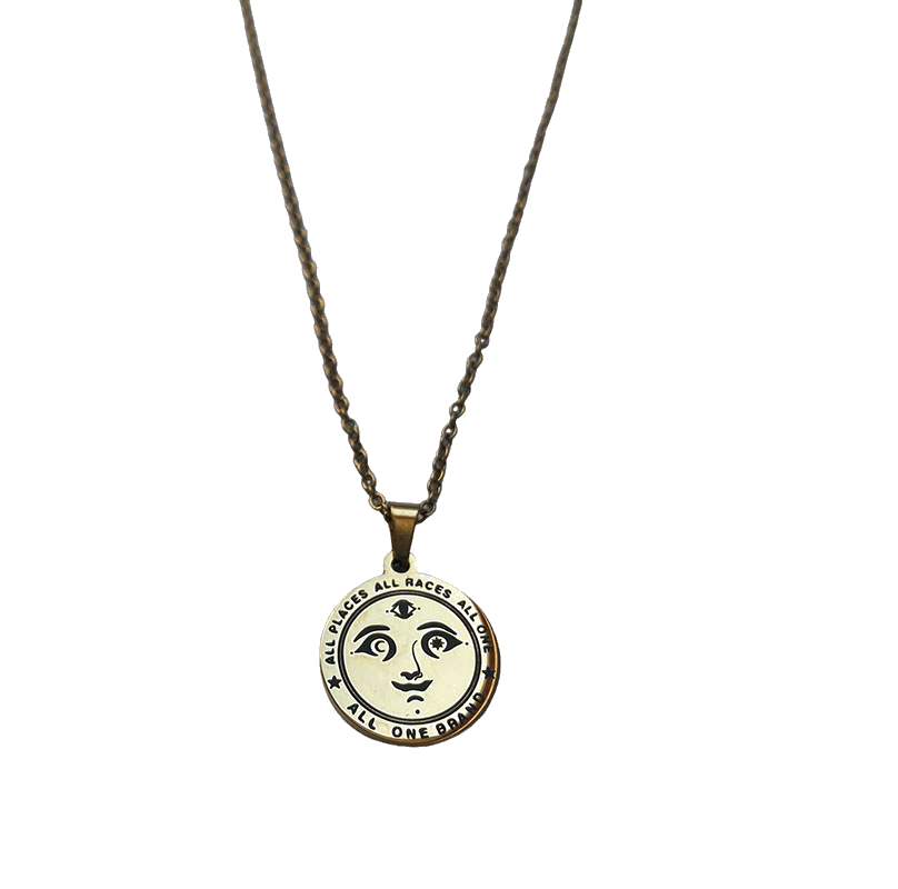Face Logo Blessings Necklace - Gold
