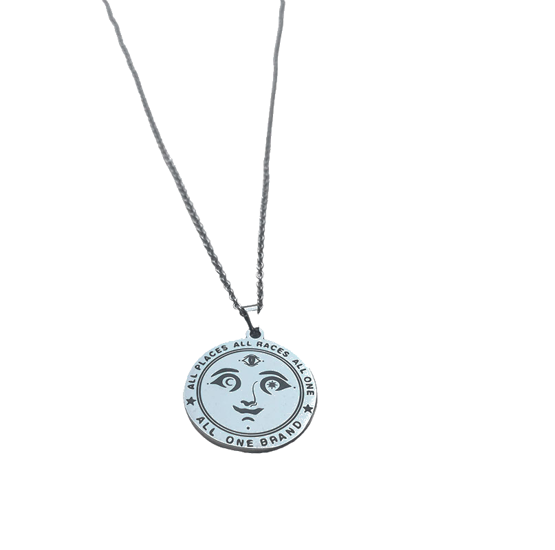 Face Logo Blessings Necklace - Silver