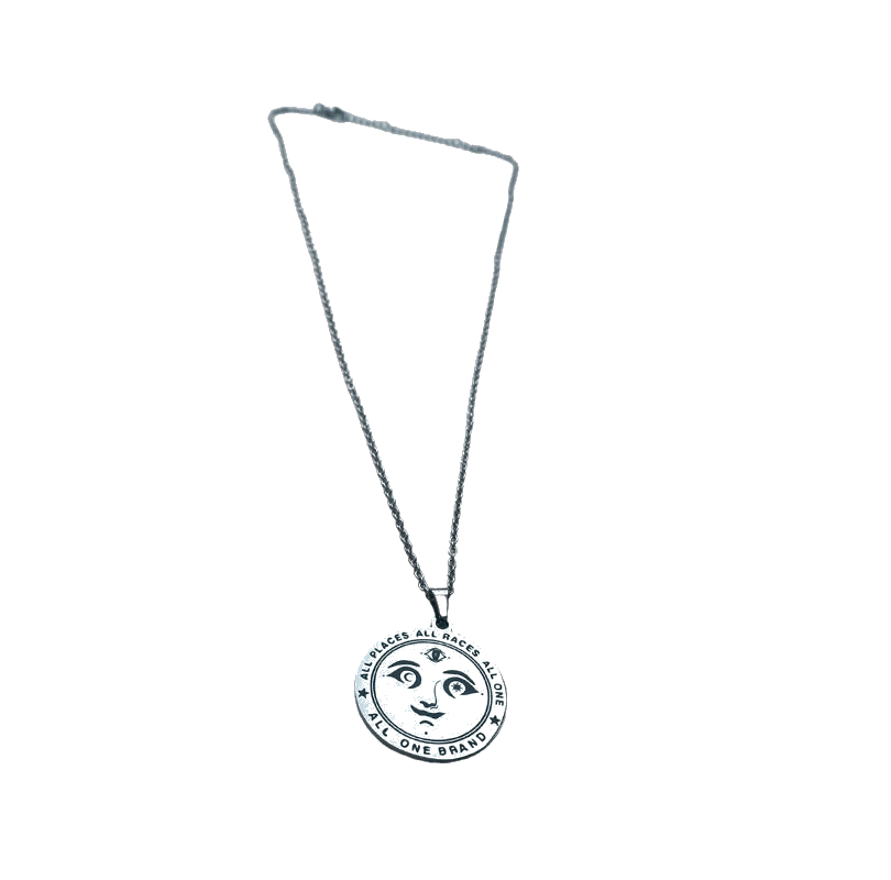 Face Logo Blessings Necklace - Silver