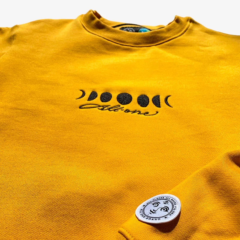 Moonphases Organic Embroidery Hoodie - Mustard / Black