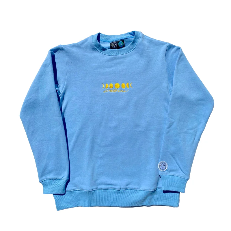 Moonphases Organic Embroidery Hoodie - Pastel Sky / Yellow