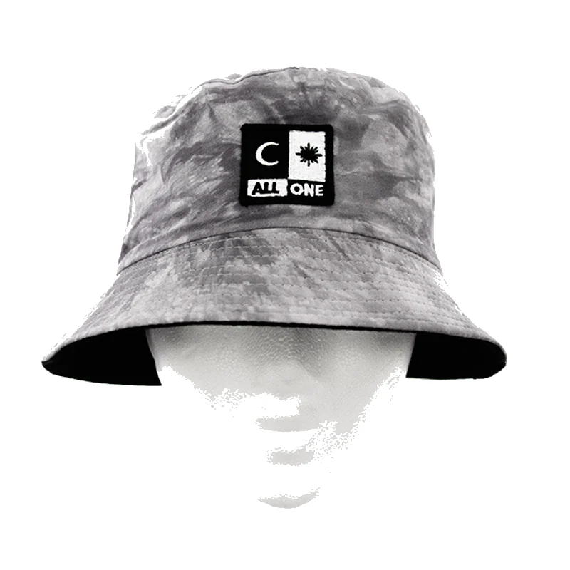 Tie Dye Reversible Bucket Hat - White Fade/Black